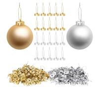 WEBEEDY Remplacement de 200 PCS Capsules de Décoration de Noël Rondes 2cm Capsules de Décoration de Noël avec Corde Capsules en Plastique pour Décorations de Fête de Noël (Or, Argent)
