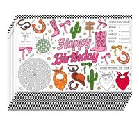 WEBEEDY Set de Table à Colorier DIY Thème Western Feuilles Activités à Colorier Papier Mat pour DIY 30 pièces Dessous de Verre pour Décoration de Table de Salle à Manger pour Anniversaire Noël 40x28cm