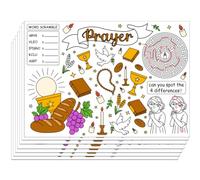 WEBEEDY sous Thème du Baptême DIY Coloriage Sets de Table 30 Pcs de Table en Papier pour Fête de Baptême avec Motifs de Croix et Colombe Feuilles à Colorier pour Fête d'anniversaire de Noël 40x28cm