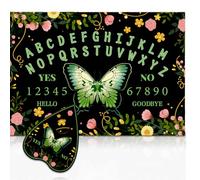 WEBEEDY Tableau en Bois Lesprit Papillon Vert avec Planchette,Fleurs et Herbe Tableau de Divination Oui ou Non Tableaux en Bois pour Jeux de Communication Tableaux Pendule Cadeau pour Halloween Noël