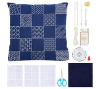 WEBEEDY Tapis de Thé Sashiko DIY pour Débutants Kit de Sashiko avec Modèles de Sashiko Fils Aiguilles et Instructions Kit de Couture à la Main en Broderie Japonaise