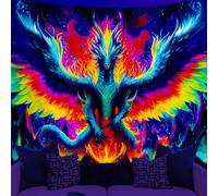 WEBEEDY Tapisserie Dragon Blacklight Affiches réactives aux UV Affiches murales Cool Evil-Dragon pour décor de séance photo à domicile (150 x 130 cm)