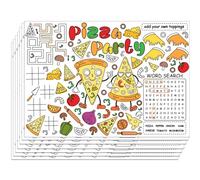 WEBEEDY Thème de Fête de Pizza DIY Coloriage Sets de Table 30 Pcs Feuilles Activités de Coloriage Matériau en Papier pour DIY Dessin de Table à Manger Dessous de Plat de Décoration pour Noël 40x28cm