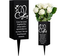 WEBEEDY Vases de Cimetière avec des Pics Porte Fleurs Métallique pour Tombeaux Vases Commémoratifs pour Tombes Motif d'amour de l'arc Décorations de Cimetière Funéraire Cadeau Commémoratif 8x20cm