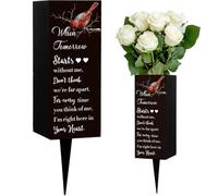 WEBEEDY Vases de Cimetière avec Pointe pour Tombe, Porte-Fleurs Cardinal en Métal pour Décoration de Cimetière Cadeau de Sympathie Funéraire pour Proches, 8x20 cm, 1 PCE