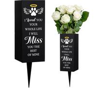 WEBEEDY Vases de Cimetière pour Animaux de Compagnie Tombes de Mémorial avec des Pics Empreinte de Patte Décorations de Cimetière pour Extérieur Cadeau Commémoratif Je Vais Vous Manquer 8x20cm