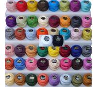 Webelkart Anchor Lot de 50 pelotes de fil de coton perlé Taille 8, 78 m chacune, fil à crochet multicolore