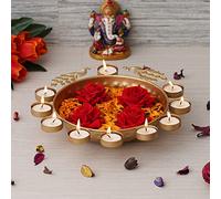 Webelkart Bol rond décoratif en forme de paon, fabriqué à la main pour fleurs flottantes et bougies chauffe-plat, pour maison, bureau et table, cadeau spécial pour Diwali (30,5 cm)