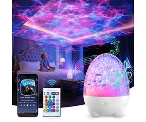 WeBeqer Projecteur Ciel Etoile,Veilleuse œuf de dinosaure rotative à 360°,Veilleuse Musicale Et Lumineuse Avec Bluetooth Playback,Projecteur Plafond,Décoration de Salle Cadeau pour Noël, Fête