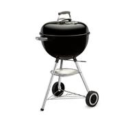Weber Barbecue à charbon Classic Kettle / Cuve et couvercle en acier émaillé, surface de cuisson de 47 cm, système de nettoyage One-Touch, thermomètre de couvercle, trépied et roues, noir
