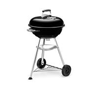 Weber Barbecue à charbon Compact Kettle/Avec trépied et roues, conception résistante à la chaleur et à la rouille, grille de cuisson en acier chromé, 47 cm, noir