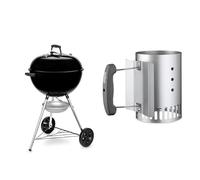 Weber Barbecue à Charbon Original Kettle 57cm E-5710, Thermomètre, Trépied, Roues, Noir & Cheminée Rapidfire