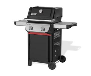 Weber Barbecue à gaz Spirit E-210/2 brûleurs, roues durables, grille conservant une chaleur uniforme, surface de cuisson de 51 x 46 cm, compatible avec les rails latéraux Weber Works, noir/argent