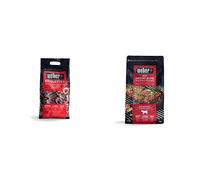 Weber Briquettes de Charbon de Bois, Noir, 4 kg & Mélange de Copeaux de Bois pour Cuisson Bœuf, 0.7 kg