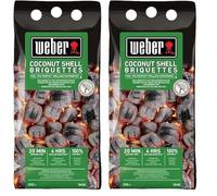 Weber Briquettes de Coques de Noix de Coco (2kg), performantes, pour Une Combustion Longue et constante, idéales pour Griller longuement Les Aliments, 100% Naturelles (18450) (Lot de 2)