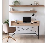 WEBER INDUSTRIES Bureau Campus 123x54cm / Décor Chêne Blanchi et métal Noir