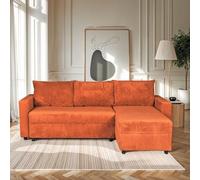 WEBER INDUSTRIES Canapé d'angle Convertible et réversible avec Coffre Theo en Velours côtelé/Terracotta