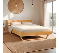 WEBER INDUSTRIES Lit 160x200 cm TAO + Sommier/Hêtre Massif huilé