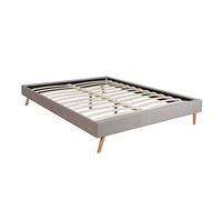 WEBER INDUSTRIES Lit BOREA 160x200 Tissu + 1 sommier/Gris Clair