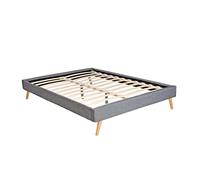 WEBER INDUSTRIES Lit BOREA 160x200 Tissu + 1 sommier/Gris Foncé