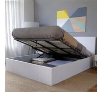 BARCELONA Lit coffre adulte 160x200 finition blanc