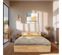 WEBER INDUSTRIES Lit Coffre 180x200cm Milo avec tête de lit + sommier/Chêne Massif huilé
