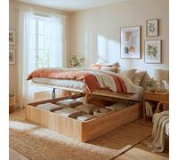 WEBER INDUSTRIES Lit Coffre 180x200cm Verso + 1 sommier/Décor Chêne Blanchi