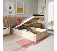 WEBER INDUSTRIES Lit Coffre Bilbao 90x200 cm + sommier/Décor chêne Blanchi