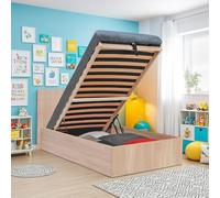 WEBER INDUSTRIES Lit Coffre Madrid 90x190 + 1 sommier/Décor Chêne Blanchi