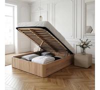 LIT COFFRE SPIRO 140x190cm + 1 SOMMIER / Décor Chêne Blanchi