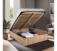 WEBER INDUSTRIES LIT Coffre Spiro 180x200cm + 1 SOMMIER/Décor Chêne Blanchi