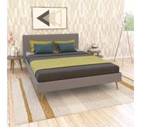 WEBER INDUSTRIES Lit Fjord 140x190 Tissu + 1 sommier/Gris Clair