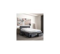 WEBER INDUSTRIES Lit Lugano 160x200 + 1 sommier + 4 tiroirs/Gris foncé