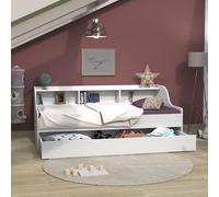 WEBER INDUSTRIES Lit Palma 90x190 + étagère + 1 tiroir-lit/Blanc