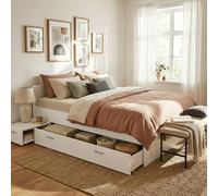 WEBER INDUSTRIES Lit Twist 140x190 + 1 Chevet + 1 tiroir/Blanc