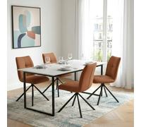 Lot de 4 chaises pivotantes de salle à manger CORTINA/ Brun brique