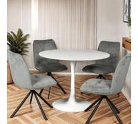 WEBER INDUSTRIES Table à Manger Ronde ISA en Pierre, 4/5personnes, D.100 cm/Blanc