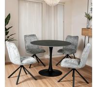 WEBER INDUSTRIES Table à Manger Ronde ISA en Pierre, 4/5personnes, D.100 cm/Noire