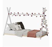 Lit cabane tipi SIOUX 90x190 + 1 sommier / Blanc