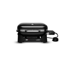 Weber Lumin Compact 91010979 Barbecue électrique, portable, 43 x 32 cm, atteint plus de 315 °C, polyvalent, idéal pour saisir, fumer, cuire à la vapeur ou cuire des aliments - Noir