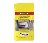 WEBER - Mastic de rénovation polyvalent pour feutre/plâtre fin - 5 kg - Blanc naturel - Arrosé de fibres - Imperméable - Pour l'intérieur et l'extérieur - Mortier de rénovation - Mortier sec -