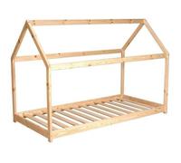 WEBER Panda Lit enfant cabane Montessori 90 x 190 cm - Bois pin massif naturel - Sommier en bois épicéa inclus