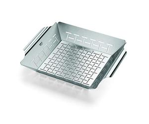 Weber Panier à griller deluxe - Grand (35 x 30cm), acier inoxydable, résiste à la chaleur, passe au lave-vaisselle, idéal pour les accompagnements, adapté à tous les types de barbecues - Argent (6434)