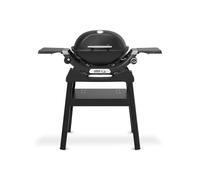 Weber Q 1200N Barbecue à gaz avec support compact + tables d'appoint, 1 brûleur, allumage électronique, grille en fonte émaillée en porcelaine, avec couvercle thermomètre, noir (1501084)