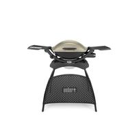 Weber Q2000 53060379 Barbecue à gaz avec pied et tables latérales rabattables Titane 55 x 39 cm