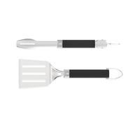 Weber Set d’ustensiles de Barbecue Portable (2 pièces) / composé d’Une Pince et d’Une spatule, Compatible Lave-Vaisselle - Argent/Noir (3400213)