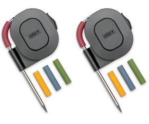 Weber Sonde de température pour viande/Compatible avec les modèles de barbecues et fumoirs iGrill, app Weber Connect, sonde en acier inoxydable résistante à la chaleur, support de rangement (Lot de 2)
