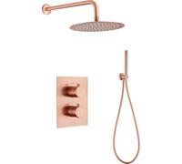 WEBO Atlanta - Ensemble de douche à effet pluie - Encastrable - Cuivre - 25 cm - Douche à effet pluie - Ensemble complet de douche - Douchette