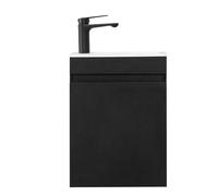 WEBO Ensemble complet de meubles de toilette, 40 x 22 cm, noir mat, avec trop-plein, robinet, siphon et bonde à clic