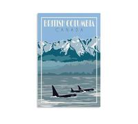 WEbol Décoration murale vintage Colombie-Britannique Canada - Décoration murale moderne et esthétique - Cadeau pour lit d'amis - Sans cadre - 20 x 30 cm